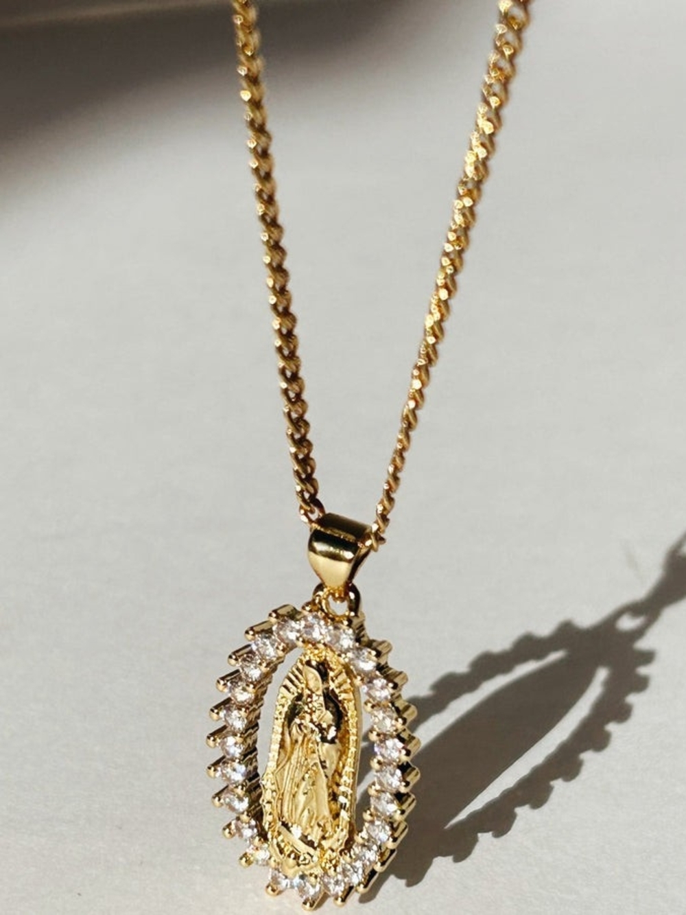 18K Gold Plated Virgin Mary Necklace - Virgen De Guadalupe Mother Mary Our Lady